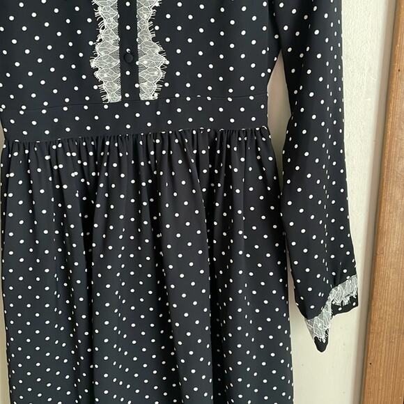 Brooks Brothers Lace-Trimmed Polka-Dot Satin Dress - Picture 8 of 16